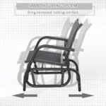 2-Piece Outdoor Glider Swing, Rocking Chair Set with Breathable Mesh Fabric, Sturdy Durable Frame, Curved Armrests, Supports Up to 264 lbs., for Backyard, Garden, Porch, Black - Image 4