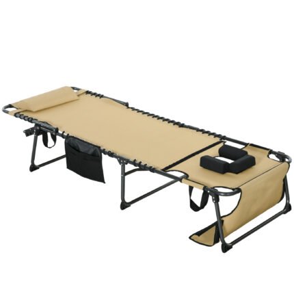 Folding Chaise Tanning Lounge Chair w/ 5-level Reclining Back