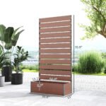 Trellis Planter for Climbing Plants, Raised Garden Bed with Trellis, Planter Box for Outdoor Garden, Light Brown - Image 3