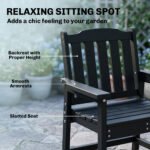 All-Weather Patio Chair, HDPE Patio Dining Chair, Heavy Duty Wood-Like Outdoor Furniture for Garden, Backyard, Deck, Porch, Lawn, Black - Image 4
