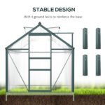 6' x 10' Greenhouse for Outdoors, Polycarbonate Greenhouse with Rain Gutter and Roof Vent, Aluminum Walk-in Green Houses for Outside for Patio Backyard Garden, Dark Green - Image 6