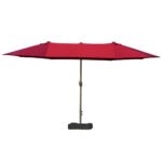 Patio Umbrella 15' Steel Rectangular Outdoor Double Sided Market with base, UV Sun Protection & Easy Crank for Deck Pool Patio - Image 13