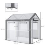 Outdoor Walk-In Tunnel Greenhouse with Roll-up Windows, Zippered Mesh Door, & Weather Cover, 8' x 6' x 7.4' - Image 3