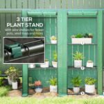 Lean-to Greenhouse with 3 Tier Shelves, Portable Greenhouse with PE Cover, 2 Roll-Up Doors, 56.7" x 18.9" x 59.8", Green - Image 5