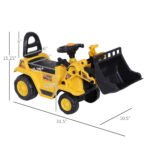Kids No Power Ride-On Excavator with Manual Control Bucket, Yellow - Image 4