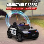 12V Kids Ride on Car w/ Remote Control, Siren, Light, Music, Spring Suspension, Horn & Transport Wheel, Black - Image 4
