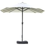 Patio Umbrella 15' Steel Rectangular Outdoor Double Sided Market with base, UV Sun Protection & Easy Crank for Deck Pool Patio - Image 8