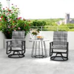 Wicker Rattan Swivel Patio Glider Chair Set of 2, Outdoor Glider Chair with Steel Frame, High Back, Gray - Image 8
