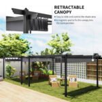 13' x 13' Aluminum Retractable Pergola Canopy, Outdoor Pergola for Garden, Patio, Backyard, Deck - Image 4