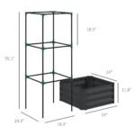 Galvanized Planter Box, 24" x 24" x 55" Raised Garden Bed with Tomato Cage for Climbing Vines, Dark Gray - Image 3