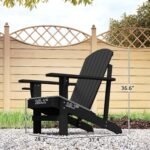 Oversized Adirondack Chair, Outdoor Fire Pit and Porch Seating, Classic Log Lounge w/ Built-in Cupholder, Black - Image 3