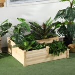 3 Tier Raised Flower Bed Outdoor Planter Box Wooden Garden Bed, Open Bottom for Plants, 42.5"x34.75"x14.25", Natural - Image 2
