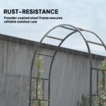 7.3ft Steel Garden Arch Trellis, Garden Arbor Trellis for Climbing Plants Roses Wisteria Vines, Flower Arch Wedding Arch Stand for Outdoor, Garden, Lawn, Backyard, Black - Image 4