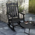 2PCs Outdoor Rocking Chair with Armrests, Fade-Resistant Waterproof HDPE for Indoor & Outdoor, Black - Image 8