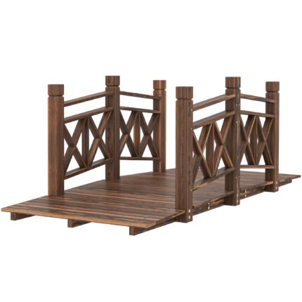 5 ft. Wooden Garden Bridge Footbridge with Backyard Ponds
