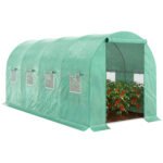 15' x 7' x 6.5' Walk-in Tunnel Hoop Greenhouse, Green House for Outside with PE Cover, Steel Frame, Roll-Up Zipper Door & Windows for Flowers, Vegetables, Tropical Plants, Green