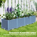 Plastic Raised Garden Bed, 5 x 1 x 1 ft Outdoor Flower Box with Drainage Holes for Vegetables, Herbs, Blue - Image 4