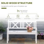 2-Seater Wooden Garden Bench, 4FT Outdoor Patio Loveseat with Unique X-Shape Back for Yard, Lawn, Porch, White - Image 6