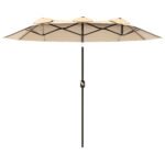 Double-sided Patio Umbrella, 9.5' Outdoor Umbrella with Push Button Tilt and Crank, 3 Air Vents and 12 Ribs, Cyan Blue - Image 12