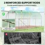 Hoop House Greenhouse, Walk-in Tunnel Greenhouse with 2 Support Rods, Zippered Roll-up Mesh Door, 14.6'x6.5'x6.6', Green - Image 4