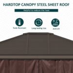 10' x 12' Hardtop Gazebo with Curtains and Netting, Permanent Pavilion Metal Single Roof Gazebo Canopy with Aluminum Frame and Hooks, for Garden, Patio, Backyard, Gray - Image 4