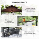 8' x 5' BBQ Grill Gazebo, 2-Tier Outdoor BBQ Gazebo with 2 Side Shelves, Storage Baskets, Ceiling Hook, Dark Brown - Image 5