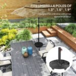 Round Patio Umbrella Base, 46 lbs Resin Umbrella Base with Wheels, Outdoor Umbrella Stand for 1.3"/1.5"/1.9" Umbrella Poles for Outdoor, Lawn, Poolside - Image 4