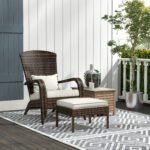 Wicker Adirondack Chair Fire Pit Chair w/ Ottoman & Cushions, White - Image 2