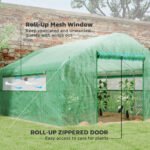 13' x 10' x 6.5' Tunnel Greenhouse Hoop House with Upgraded Galvanized Steel Frame and Large Windows, Green - Image 5