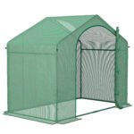 6' x 3' x 5' Portable Walk-in Greenhouse, PE Cover, Steel Frame Garden Hot House, Zipper Door, Top Vent for Flowers, Vegetables, Saplings, Tropical Plants, Green - Image 8