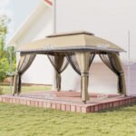 10' x 13' Patio Gazebo, Outdoor Gazebo Canopy Shelter with Netting, Vented Roof for Garden - Image 3