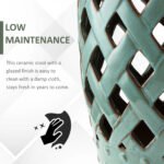 13" x 18" Ceramic Garden Stool with Woven Lattice Design & Glazed Strong Materials Decorative End Table, Antique Blue - Image 6