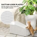 Tall Planters for Outdoor Plants Set of 3, 24 In Taper Planters with Drainage Holes, Rattan Decor Plant Pots, White - Image 6