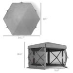 12' x 12' Hexagonal Pop Up Gazebo Canopy Tent with 5 Sidewalls, Outdoor Canopy Shelter with Carry Bag - Image 3