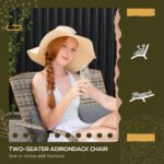 Wicker Adirondack Chair for 2 with Cushions & Footrests, PE Rattan Double Chaise Lounge Chair, Fire Pit Chair for Porch with Wide Armrests, High-back, Gray - Image 7