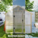 6.6 x 8 ft. Polycarbonate Greenhouse Wooden Walk-in Greenhouse Kit with Thickened Panels, Roof Vent, and Lockable Door - Image 8