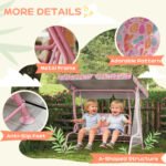 Kids Patio Swing, 2-Seater Outdoor Porch Swing with Safety Belt and Adjustable Canopy for Backyard Garden, Pink - Image 6