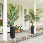 23.6 Inch Tall Planters for Outdoor Plants, Set of 2 Plastic Flower Pots with Drainage Holes, Black - Image 2