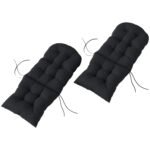Outdoor Adirondack Chair Cushions Set of 2, Tufted High Back Patio Chair Cushions, Black