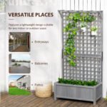 Wood Planter with Trellis for Vine Climbing, Raised Garden Bed, Privacy Screen for Backyard, Patio, Dark Gray - Image 6