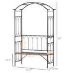 Metal Trellis Arbor Arch for Climbing Plants with Garden Bench, Grow Grapes and Vines, Decorative Seating, Black - Image 3