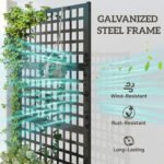 Galvanized Raised Garden Bed Planter Box with Trellis for Climbing Plants, Vegetable, Vines, 43" x 16" x 70", Black - Image 4