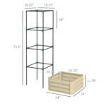 Galvanized Planter Box, 24" x 24" x 73.5" Raised Garden Bed with Tomato Cage for Climbing Vines, Cream - Image 3