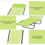 Folding Chaise Lounge Chair, Pool Sun Tanning Chair, Outdoor Lounge Chair with Reclining Back, Breathable Mesh Seat, Headrest for Beach, Yard, Patio, Green - Image 5