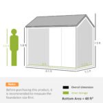 8' x 5.5' Metal Garden Storage Shed, Extra Large Outdoor Tool Storage House w/Lockable Doors, Window, Air Vents, Gray - Image 3