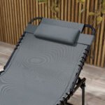 2 Piece Folding Chaise Lounge Pool Chairs with 5-level Reclining Back, Reading Hole, Side Pocket, Gray - Image 8
