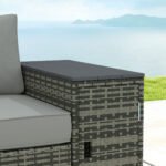 3 Seater Wicker Outdoor Couch Patio Sofa with Storage, Thickened Cushions and Wide Armrests for Porch Yard, Gray - Image 8