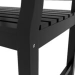 Outdoor Garden Bench, Wooden Frame Patio Bench with Geometric Pattern, 43.25 Inch Weatherproof 2-Person Love Seat for Garden, Lawn, Porch, Yard, Work Entryway, Black - Image 8