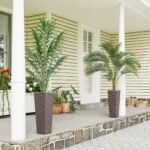 23.6 Inch Tall Planters for Outdoor Plants, Set of 2 Plastic Flower Pots with Drainage Holes, Brown - Image 2