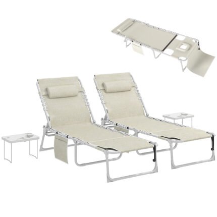 Tanning Chair Set of 2 with Face Hole and Side Table